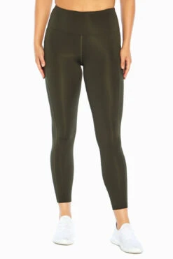 Marika High Rise Side Pocket Ankle Legging - Rosin Green -Sportswear Sales Store MLL1145A 3I6.8707