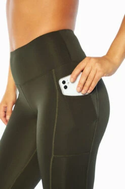 Marika High Rise Side Pocket Ankle Legging - Rosin Green -Sportswear Sales Store MLL1145A 3I6.8714